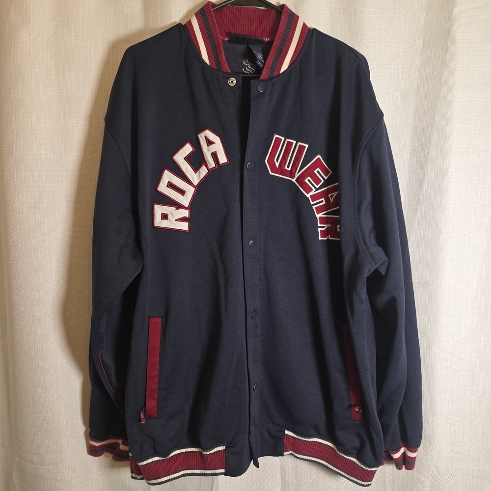 Vintage Rocawear Mens Track Jacket XL Navy Spellout Y2K Retro